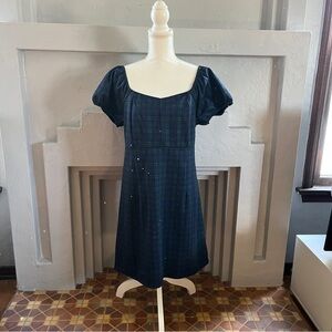 SO Navy Plaid Mini Dress